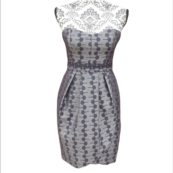 Max & Cleo Dress Medium Silver Gray Polka Dot Party Strapless Tulip New - Picture 5 of 5